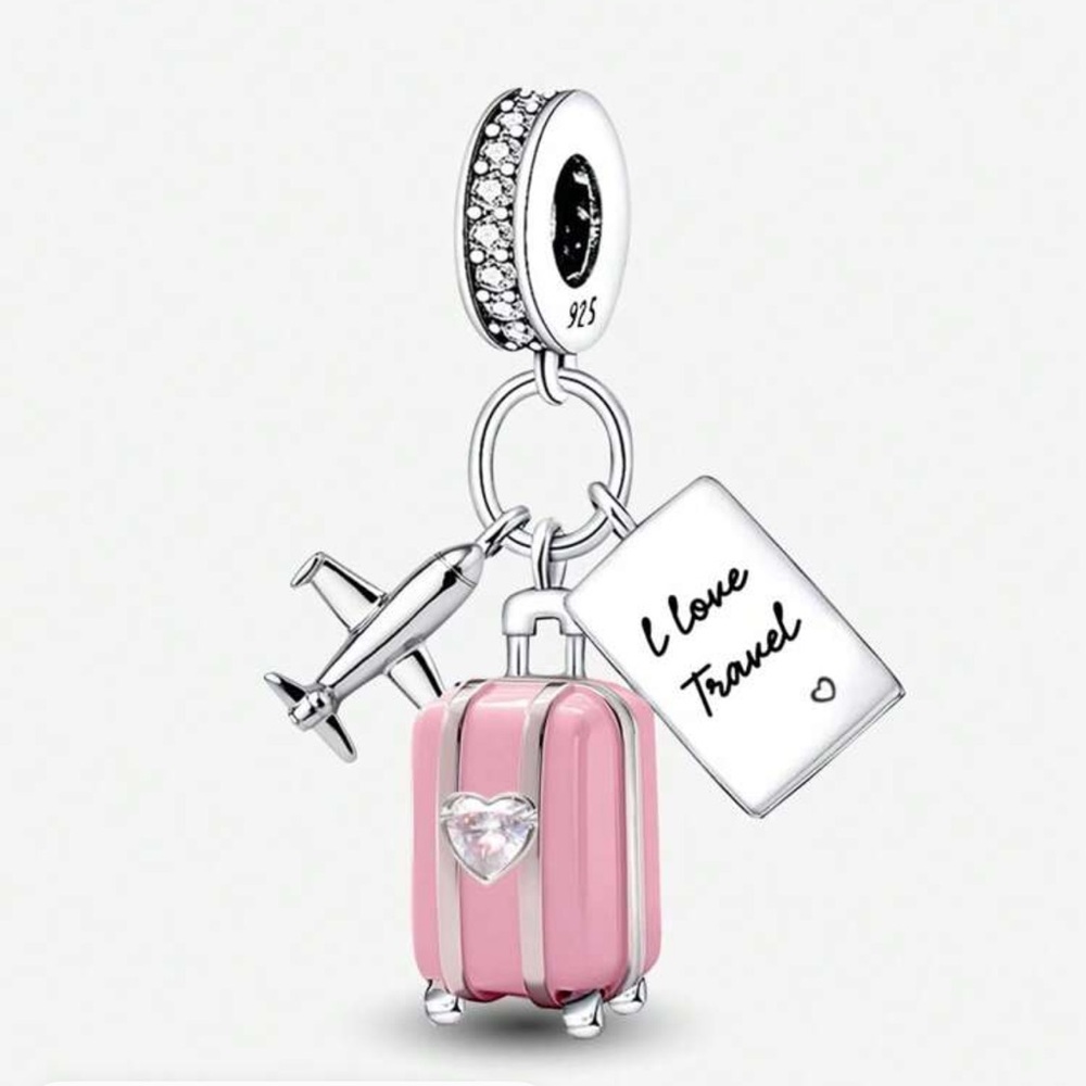 1Pc  Round-The-World Traveller Aircraft Charm Bead Fit Bracelet Necklace